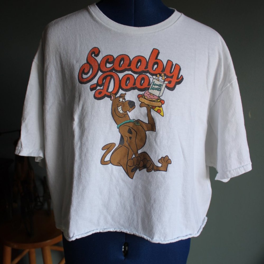 Scooby-Doo Jerry Leigh Women's Short Sleeve Cropped White T-Shirt ~XL~
